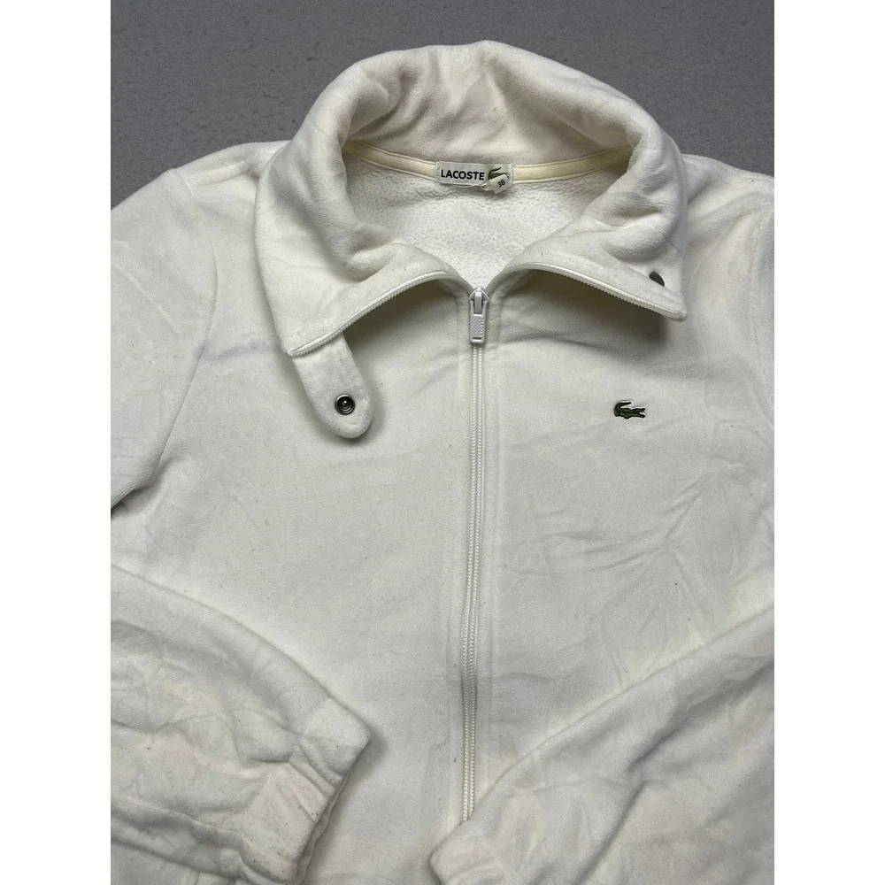 Lacoste Full Zip Jacket Polyester White Solid 36 Womens